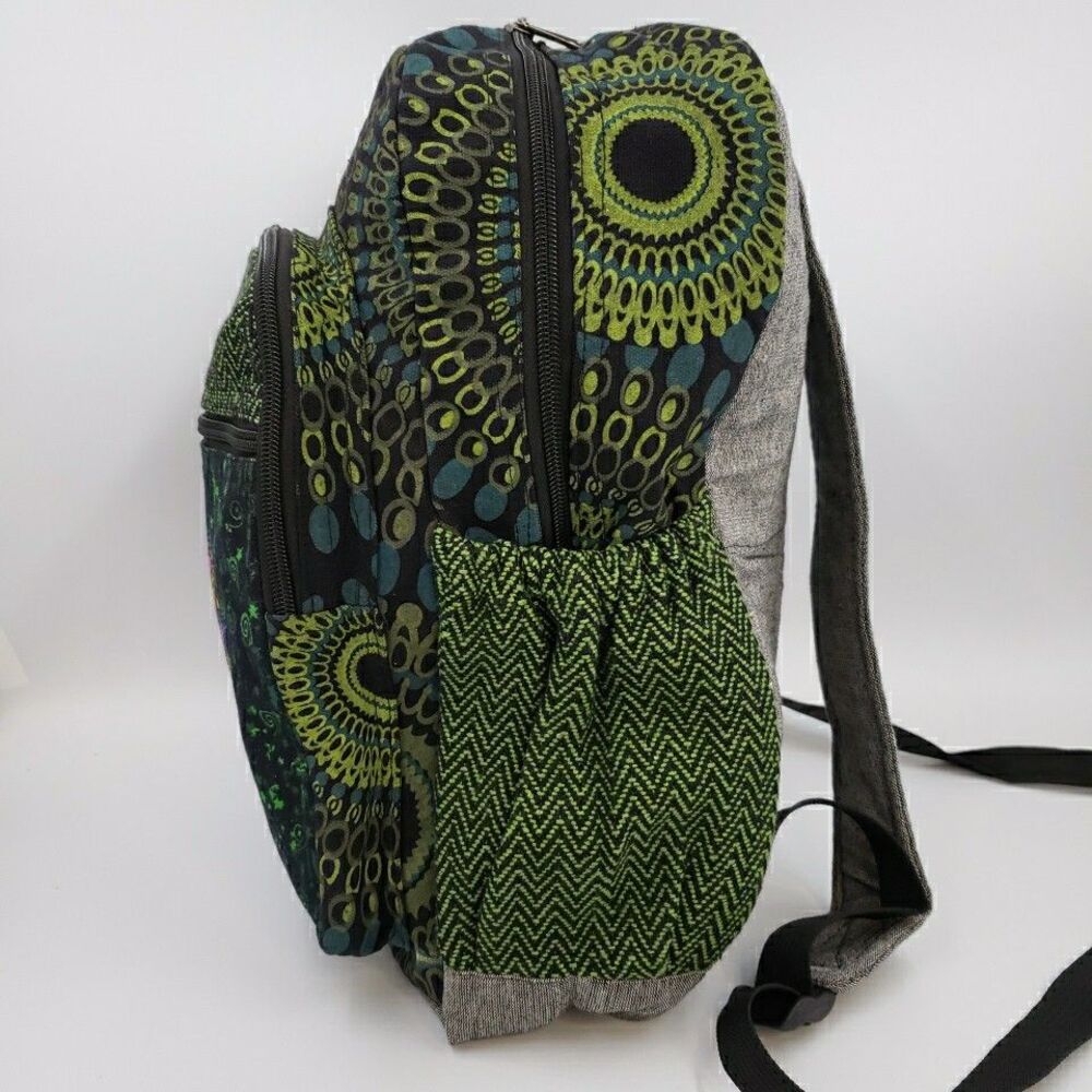 Peacock Mandala Laptop Backpack Travel Bag Lightweight Himalayan Cotton Colorful - Picture 12 of 16